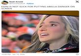 A tweet sharing an image of Abella Danger at the CFP National Championship. The caption reads, "ESPN IS NOT SLICK FOR PUTTING ABELLA DANGER ON SCREEN."