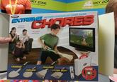 SZONE SKY ZONE INDOOR TRAMPOLINE PARK SKY ZON INDOOR TRAMPOLIN EXTREME MOTION-CONTROLLED VIDEO GAME Avoid the elm leaves! CHORES TM The wind's picking up! DIGGING! RAKING! DISHES! LITTER BOX! TREME EXTRE ORES CHORE $34 Console not included! EXTREME CHORES