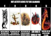 1E DND'S AESTHETIC ACROSS THE YEARS: SALAMANDER 2E 3E 4E 5E SW 08 LOOKS LIKE A DEMONIC SEA HORSE, WHICH IS KIND OF HAS ABSOLUTELY HAD IT WITH PEOPLE POINTING OUT THE PART OF ME LIKES THIS, THE OTHER PART OF ME DOESN'T COOL AND SHOULD BE A THING PARADE OF BUTTS ON HIS BELLY KNOW WHAT I'M LOOKING AT LAVA SNAKE IS GONNA GET YOU! LOOKS COOL, UNTIL YOU NOTICE THE STUBBY LITTLE ARMS
