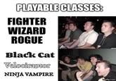 PLAYABLE CLASSES: FIGHTER WIZARD ROGUE Black Cat Velociraptor NINJA VAMPIRE Imgflip.com