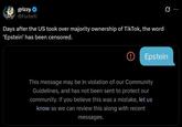 A post claiming that the word "Epstein" is banned on TikTok.