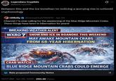 Legendary Cryptids @BestCryptids Between this and the ice leviathan im noticing a worrying rise in schizoid cryptozoology Hillbilly @JamesHu27192912 - Jan 24 Channel 7 is now calling for the awakening of the Blue Ridge Mountain Crabs. These things have been in hibernation for years! BREAKING WEATHER ALERT WXRO 7 SNOW AND ICE IN ROANOKE THIS WEEKEND ROANOKE WEATHER MAY AWAKE MOUNTAIN CRABS FROM 68-YEAR HIBERNATION CRAB WATCH BLUE RIDGE MOUNTAIN CRABS COULD EMERGE Rate proposed Community Notes 12:07 AM - Jan 26, 2026-290.4K Views