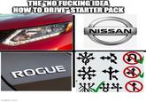 THE "NO F------ IDEA HOW TO DRIVE STARTER PACK NISSAN ROGUE ** 茶茶牛① imgflip.com