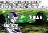 r/HISTORYMEMES WHEN INDIGENOUS GENOCIDES, SETTLER-COLONIALISM, OR THE AGE OF IMPERIALISM IS MENTIONED: RACISTS I'll ignore that. imgflip.com RULE 6
