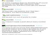 wumblr Follow all of the numbers that are divisible by 17 sound so absurd. 51? 68? 85? ridiculous. 102? absolutely not. and don't even get me started on 119 wumblr Follow 34 and 136 i can believe, but i feel like i shouldn't. it's 102 in a trench coat red-swimmerz Follow did we just run out of posts to make wumblr Follow no, i haven't made a post about every number yet swinginsportscutebasketball Follow I'm sorry to let you know that 100,000,001 (one hundred million and one) is divisible by 17 and because of that, so is every 16-digit number that is four digits repeated four times e.g. 1234123412341234 #this makes me uncomfortable