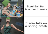 Steel Ball Run is a month away It also falls on a spring break