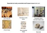 Respectable but mostly unremarkable small European museum starter pack Lots of clay pots Dusty floor in some places Predictable, generic information display styles A few old maps Stone arrowhead display Stone tools