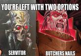 YOU'RE LEFT WITH TWO OPTIONS -FINCH- SERVITOR mgflip.com BUTCHERS NAILS