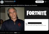 An email of Epstein confirming a purchase for VBucks.