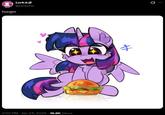 Twilight Sparkle eating a burger. Part of burgertwt.