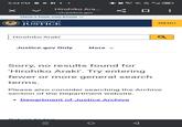 9:54 PM of t ☑ 86 Hirohiko Ara... ☐ : arch.justice.gov Here's how you know U.S. Department of JUSTICE Hirohiko Araki Justice.gov Only More ✓ Sorry, no results found for 'Hirohiko Araki'. Try entering fewer or more general search terms. Please also consider searching the Archive section of the Department website. · Department of Justice Archive Return to = III Δ MENU Q