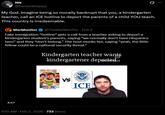 NN @bareanklepapi 0 My God. Imagine being so morally bankrupt that you, a kindergarten teacher, call an ICE hotline to deport the parents of a child YOU teach. This country is irredeemable. WarMonitor @TheWarMonitor ⚫ Feb 2 Fake immigration "hotline" gets a call from a teacher asking to deport a kindergarten student's parents, saying "we normally don't have Hispanics here" and they "don't belong." The host mocks her, saying "yeah, the little fellow could be a national security threat." Kindergarten teacher wants kindergartener deported 4:47 ARC kindergarten Vs HOMELA SECURIT ICE . 9:15 AM Feb 3, 2026 733 Views