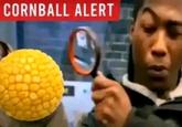 An edit of the "gem alert magnifying glass" meme. The meme reads "cornball alert."