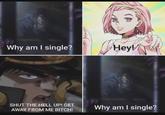Why am I single? Hey! SHUT THE HELL UP! GET AWAY FROM ME BITCH! Why am I single?