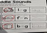 ddle Sounds word and listen for the middle d and write the word on the lines. I eg то fn ue juse bagbag