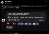 The origin of the nickname Emerald City Route Artist for JSN. It comes from Spheal.