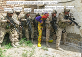 Countries with unequal treaties with China: German Empire Russia Britain France Japan Qoqon Khanate