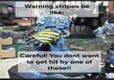 Warning stripes be like: Careful! You dont want to get hit by one of these!!