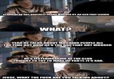 A version of the "Jesse what are you talking about" meme. The meme is about Clavicular getting frame mogged.