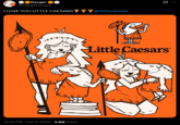 Danger @DangitDanger I LOVE YOU LITTLE CAESARS @littlecaesars LLL 12:22 PM - Feb 4, 2026 - 5.6M Views EEEE Little Caesars Q