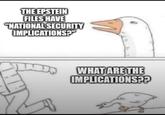 THE EPSTEIN FILES HAVE "NATIONAL SECURITY IMPLICATIONS?" WHAT ARE THE IMPLICATIONS??