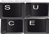 Keys to success, ladies and gentlemen. S U C E