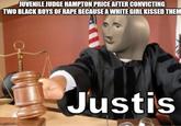 JUVENILE JUDGE HAMPTON PRICE AFTER CONVICTING TWO BLACK BOYS OF R--- BECAUSE A WHITE GIRL KISSED THEM imgflip.com Justis