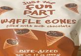 Just the Fun PART WAFFLE CONES filled with milk chocolate BITE-SIZED Net wt 16 oz (454g) Chapte