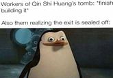 Workers of Qin Shi Huang's tomb: *finish building it* Also them realizing the exit is sealed off: