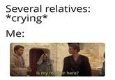 Several relatives: *crying* Me: Is my mother here?
