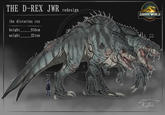 THE D-REX JWR redesign the distortus rex JURASSIC WORLD REBIRTH height weight_ 916cm 22 ton KAPROC-01 Doctor 5'4" d-rex 30'05" www