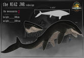 the M142 JWR redesign the mosasaurus height weight 396cm 100ton JURAS KAPROC-01 ft 90'0" 4'8" JURASSIC WORLD REBIRTH 13'0"