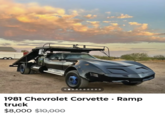 1981 Chevrolet Corvette • Ramp truck $8,000 $10,000