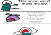 This onion won't make me cry During the Potato Famine in Ireland the Ottoman empire offered to send aid to Ireland however Britain rejected that proposal