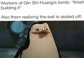 Workers of Qin Shi Huang's tomb: *finish building it* Also them realizing the exit is sealed off: