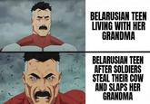 BELARUSIAN TEEN LIVING WITH HER GRANDMA BELARUSIAN TEEN AFTER SOLDIERS STEAL THEIR COW AND SLAPS HER GRANDMA