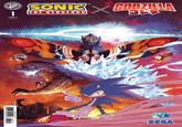 COMICS NDW NMENT 1 $4.99 US COVER RI ENTER TM SONIC GODZILLA THE HEDGEHOG COVER BY MILES ARQ 8 27714 01521 8 08511 MAMA 35th ANNIVERSARY SEGA