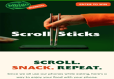 bibigo 비비고 presents ENTER TO WIN NOT Scroll Sticks SCROLL. SNACK. REPEAT. Since we all use our phones while eating, here's a way to enjoy your food with your phone.