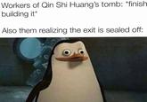 Workers of Qin Shi Huang's tomb: *finish building it* Also them realizing the exit is sealed off: