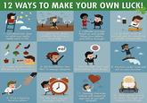 12 WAYS TO MAKE YOUR OWN LUCK! SAFETY RISK 1. Get absolutely clear on what you really, really want in life. 2. Take a risk. Make mistakes. Be willing to be wrong. 3. Cultivate courage: Stand up and speak, follow your talents, and follow through! 4. Be bold. Surprise yourself and do something (wildly) unexpected. no! O 5. Create excellent habits that set you up for success! 6. Set boundaries. Say "No" to energy vampires. 7. Stay focused. Don't get distracted by 'shiny things'. 8. Intuition rocks! Trust and act on your hunches. 9. Give a helping hand to others. 10. No more excuses, the time is NOW. 11. Develop character, radiate self-respect & approve of yourself - ALWAYS. 12. Make plenty of time for ideas through rest, relaxation & solitude.