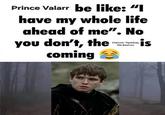 Prince Valarr be like: "I have my whole life ahead of me". No you don't, the coming Great SprinS Sickness $is