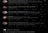 Three Year Letterman @3YearLe.... 9h X I literally cannot name one thing that Canada does better than America 4.1K 17388 6.5K ill 491K Tyler "Award Winning" Melnychuk .7h Healthcare 90 271 76 Il 13K @3YearLe....7hØ Three Year Letterman We literally invented vaccines and surgery 63 27 460 ılı 14K Noelle @Noellenarwhal - 6h We invented insulin. Something a lot of Americans need 4 27 18 1K @3YearLe....6h Three Year Letterman That may help keep a house warm in the winter, but it has nothing to do with health. 917 47 u/Doom_Guyver A fine example of American education 1.2K