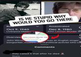 Bo IS HE STUPID WHY WOULD YOU GO THERE Oct 9, 1940 Liverpool Mater eet View Central Assassinated ( Dec 8, 1980 John Lennon Murder Sil Overview John Lennon Murder Site 4.4 ✶✶✶✶✶ (108) Historical landmark & John Winst was an English singer, rections songwriter, musis, and political activist who co Comments they called it that after he died Reply
