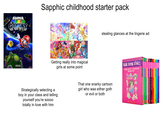 SUPER MARIO GALAXY Sapphic childhood starter pack Nintendo Getting really into magical girls at some point stealing glances at the lingerie ad Strategically selecting a boy in your class and telling yourself you're soooo totally in love with him That one snarky cartoon girl who was either goth or evil or both Times bestselling author Jm Benton DEAR DUMB DIARY, EXCELLENTLY HILARIOUS BOXED SET SCHOLASTIC OTARY