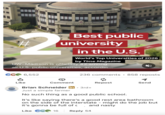 WISCONSIN # N Best public university in the U.S. World's Top Universities of 2026 by Time Magazine UW-Madison is officially #2 among all U.S. public universities, accordin. CC 6,552 P 236 comments 858 reposts ៨ Like Comment Repost Send Brian Schneider in ⚫ 3rd+ Just a simple farmer • No such thing as a good public school. It's like saying there's a good rest area bathroom on the side of the interstate - might do the job but it's gonna be full of cand nasty Like 616 Reply 54