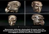 Ancient Whispers Roman Silver Amulet From 1st To 2nd Century Depicting A Grotesque Exaggerated Human Head