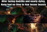 After facing Godzilla and nearly dying, Kong had no time to fear lesser beasts