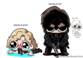 playing as grace playing as leon also leon: I DON'T REMEMBER GETTING AN INVITATION patreon.com/MiyanEatWorld