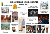elite new england college experience starter pack Gorgeous campus Tuition cost Auraful professors Drastic seasons unwanted fourth roommate Difficult yet grade inflated Preppy Aesthetic OUTFIT Average student Freaky ahh secret society (probably racist) Hunger Games-level special events Nearby city becoming gentrified The dorms Huge scarves