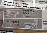Asso for d when you hear "police search warrant!" FULL HEIGHT 34-1/2" Flushes 7 Billiard Tested And Proven with STEALTH. TECHNOLOGY BOWL EIGHT 19" 60% Better Flush Extra Large Trapway Reduces Clogs WER FLUSH EL 19IN TALL 19am GB F WH NEW LOWE PRICE R04/1 N2450B AISLE 33